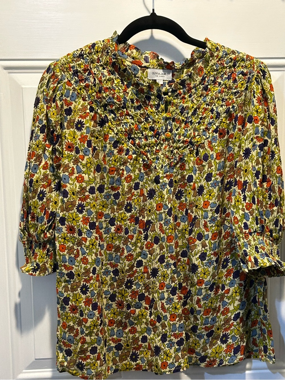 Olivia James Floral Smocked Neck Blouse - Multi